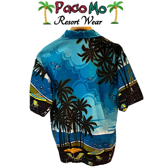 NEW Paco Mo Men’s Tropical Palm Hawaiian Shirt Size Medium - Picture 4 of 7